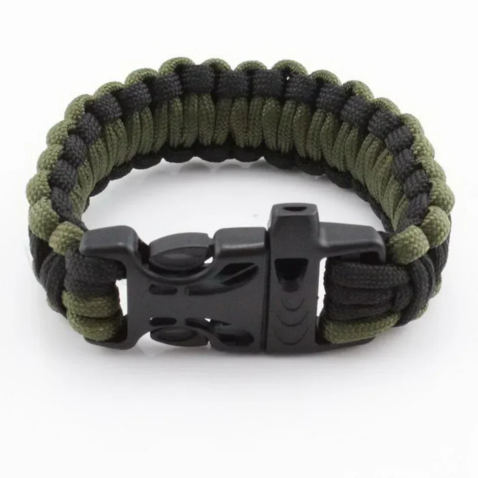 Outdoor Survivor Bracelet Parachute Cord Emergency Rescue Men Rope Braided Paracord Camping Survival Bracelet Whistle Buckle