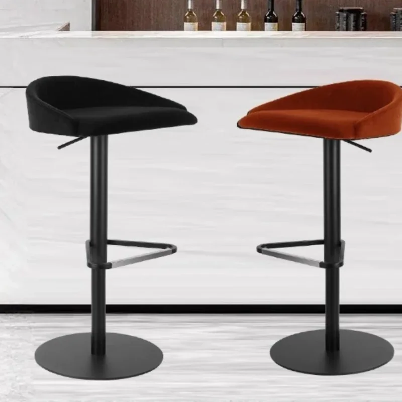 Designer's Modern Minimalist Lift Bar Chair, Light Luxury Italian Style Home Island Coffee Shop Bar Saddle Leather Bar Furniture