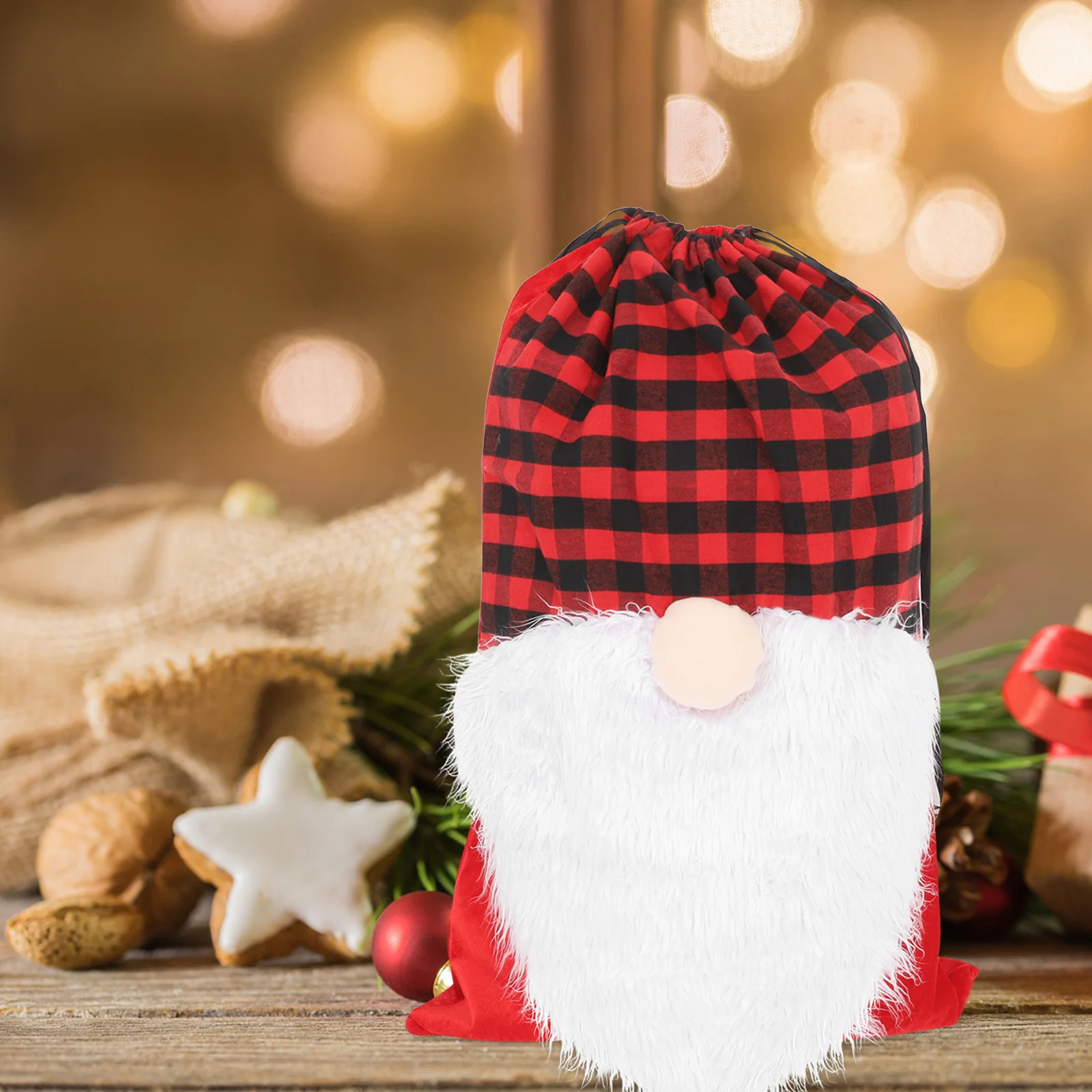 

Большой подарочный мешок на Рождество с гномом, тканевый мешочек на шнурке для праздничных подарков, сумка для хранения, рождественские мешочки