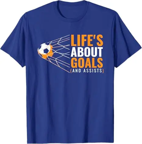 Das Leben besteht aus Toren und Vorlagen. Lustiges Zitat. Fußball-T-Shirt für Jugendliche. Y2k. Cooles Fußball-T-Shirt mit Fußballball-Grafik. Fußballspieler-Spruch-T-Shirt. Neuheit. – Detail 5