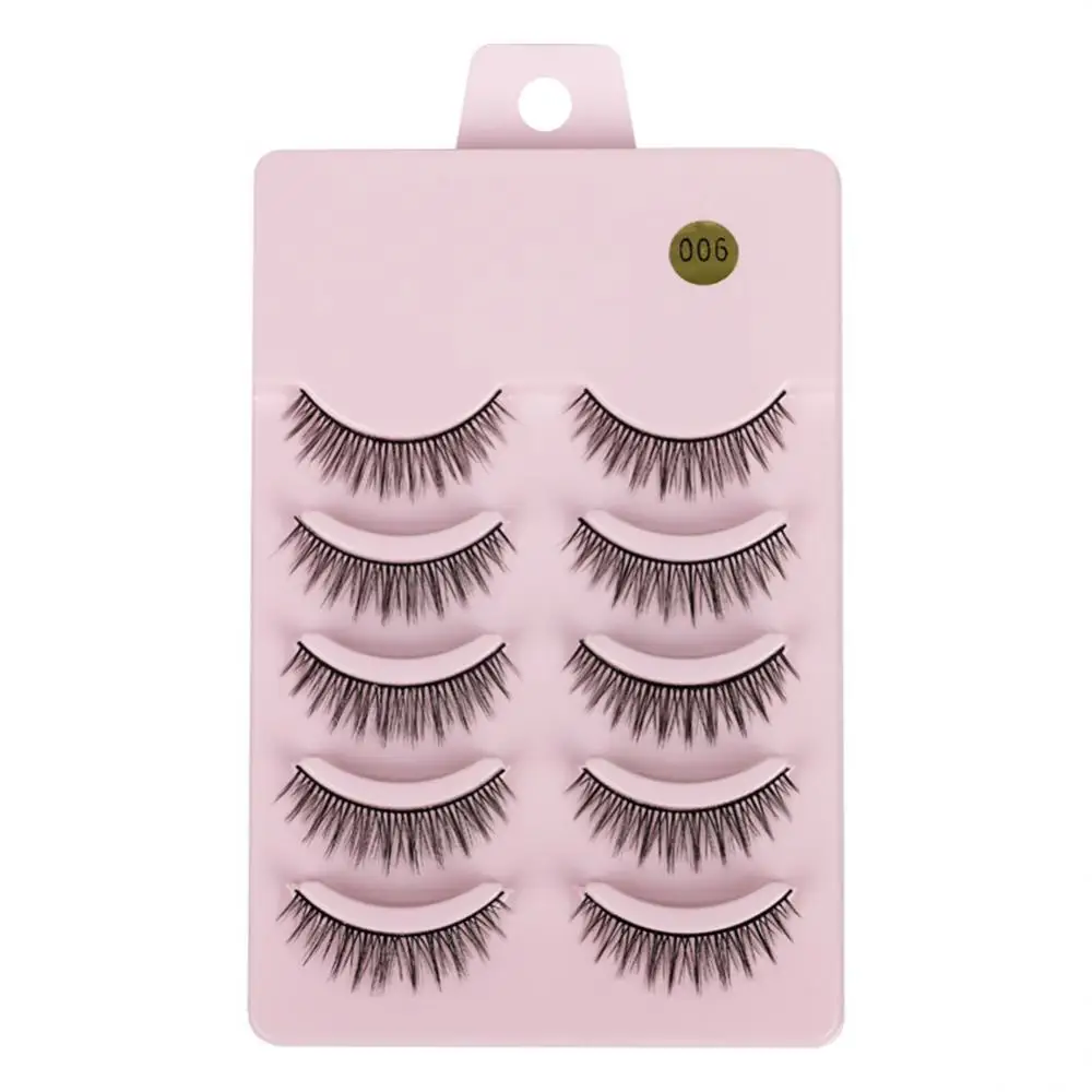 5คู่ Mink การ์ตูนขนตาปลอม3D ธรรมชาติ Fairy Wispy Fluffy Curling Eyelashes Eyelashes เครื่องมือแต่งหน้าความงาม