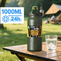 Insulated Cold Water Bottle 1500ml/1 Liter Extra Large Capacity Stainless Steel Leak Proof Vacuum Tumbler