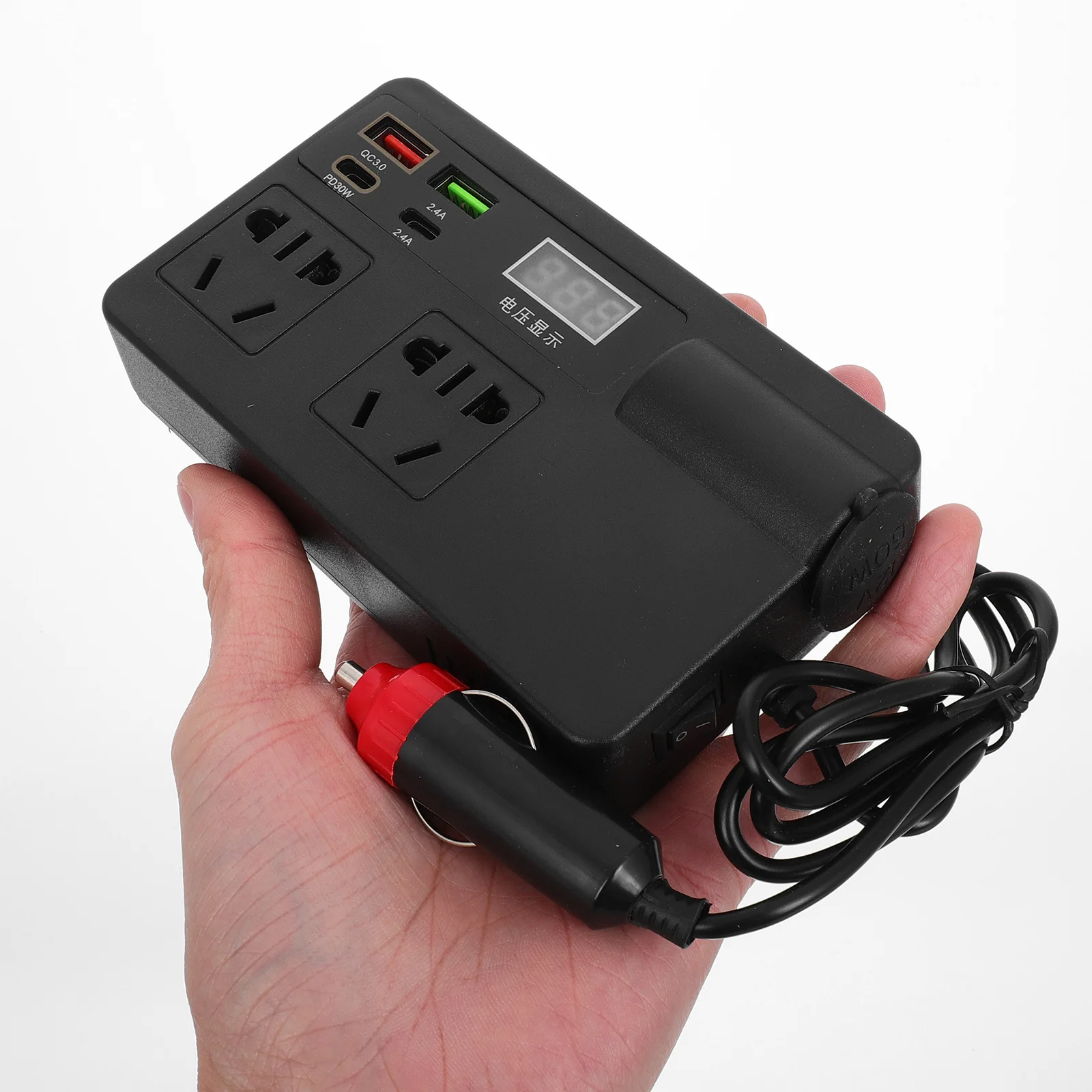 車用パワーインバーター 120W 12V24V から 220V 多機能 USB ポートとソケット付き 車載用ノートパソコン・携帯電話用電源コンバーター