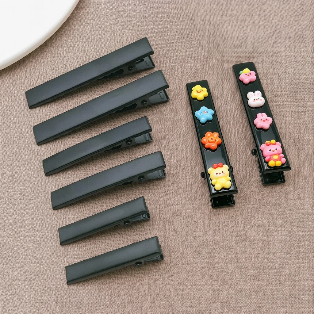 5pcs Hair Alligator Clips Metal Single Prong Duck Bill Hair Clips Flat Top with Teeth Curl Clips for Hair Accessories DIY