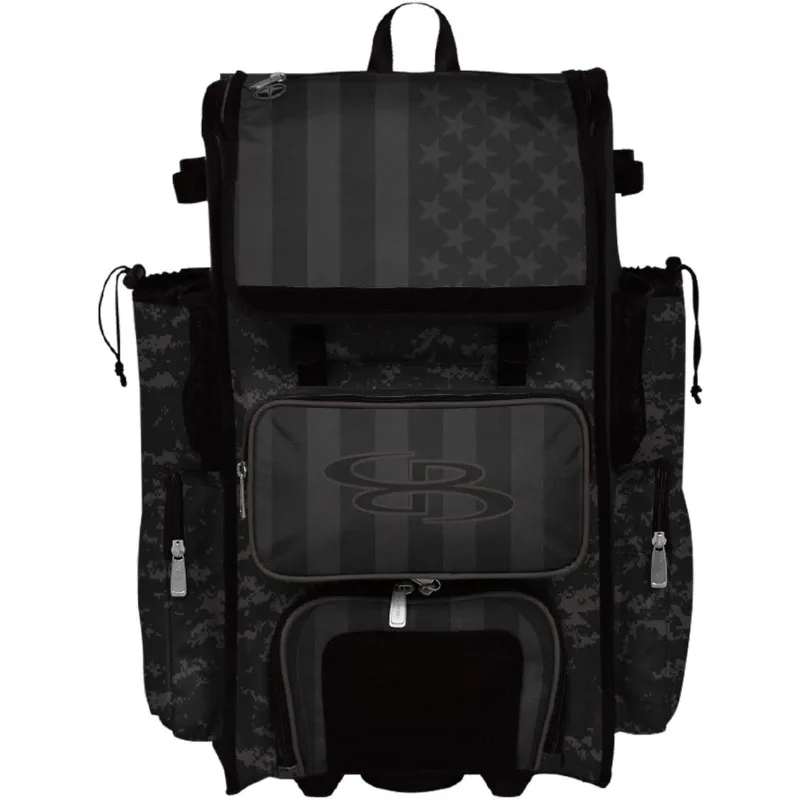 

Сумка Boombah Rolling Superpack 2.0 для бейсбола/софтбола — 23-1/2 x 13-1/2 x 9-1/2 дюйма — США Clandestine, черный/темный уголь