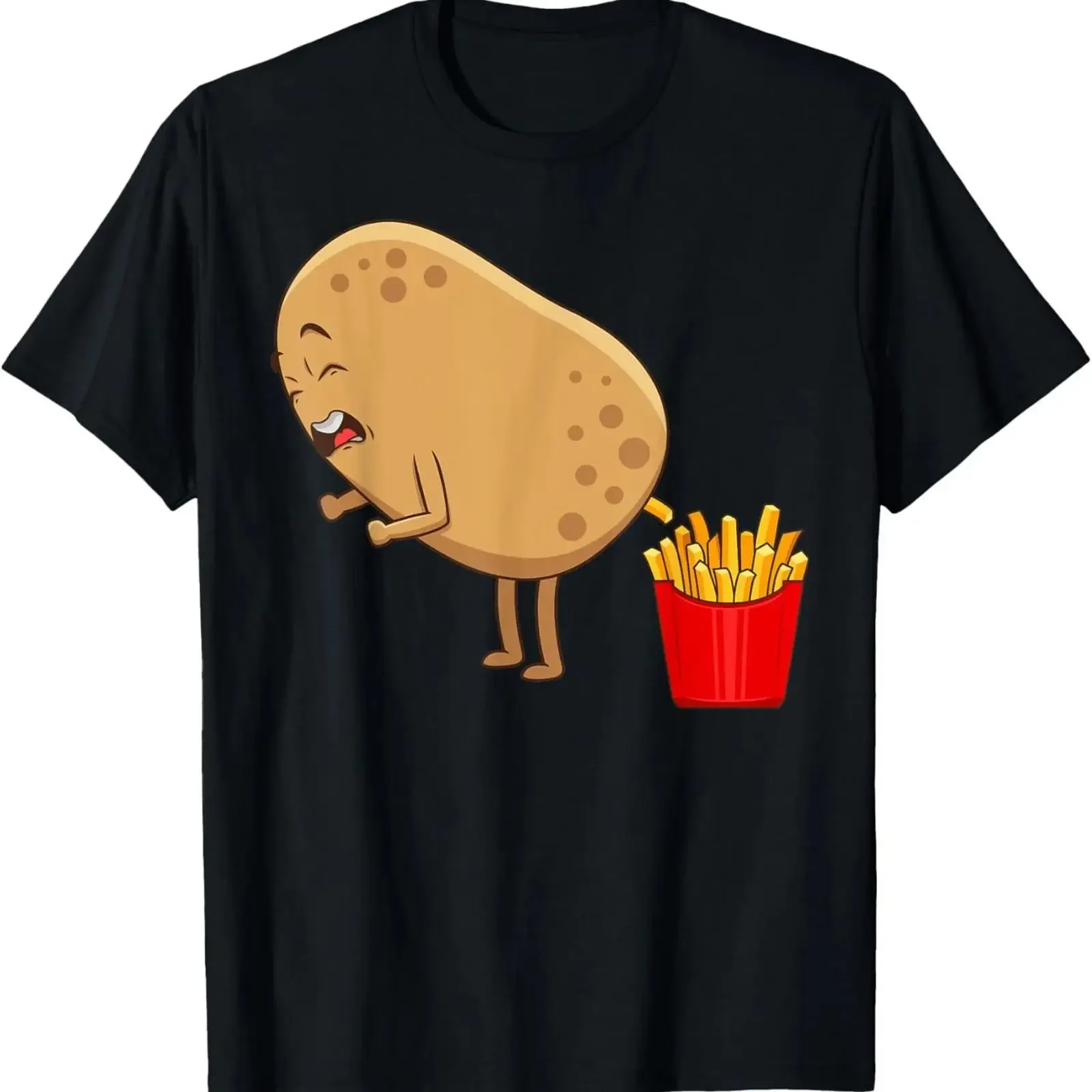 Funny French Fries Designs For Potato Food Eaters T Shirt vintage Washed designer clothes Soft Unisex Versatile Comfortable