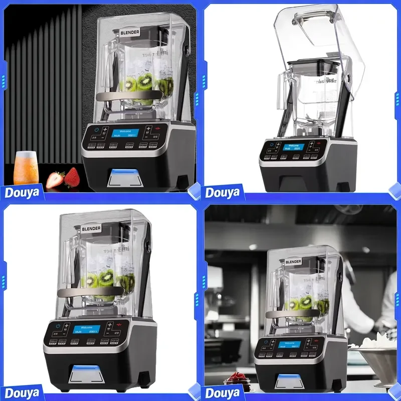 Commercial Heavy-Duty Stainless Steel Blender 2L 2200W Smoothie Fresh Juice Blender with Splash Guard for Hotels &