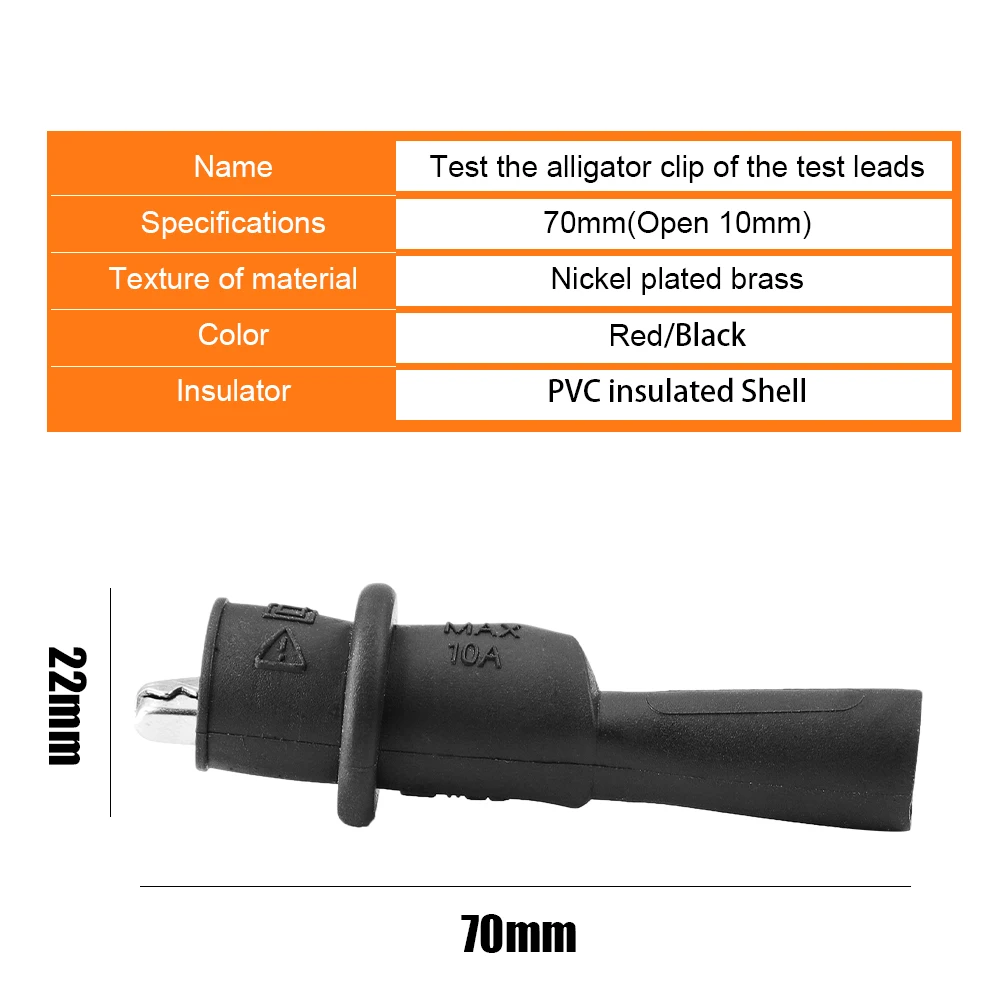 2PCS Alligator Crocodile Test Clips Clamps 1000V 10A for Multimeter Lead Alligator Clips Electrical Clamp Testing Probe Meter