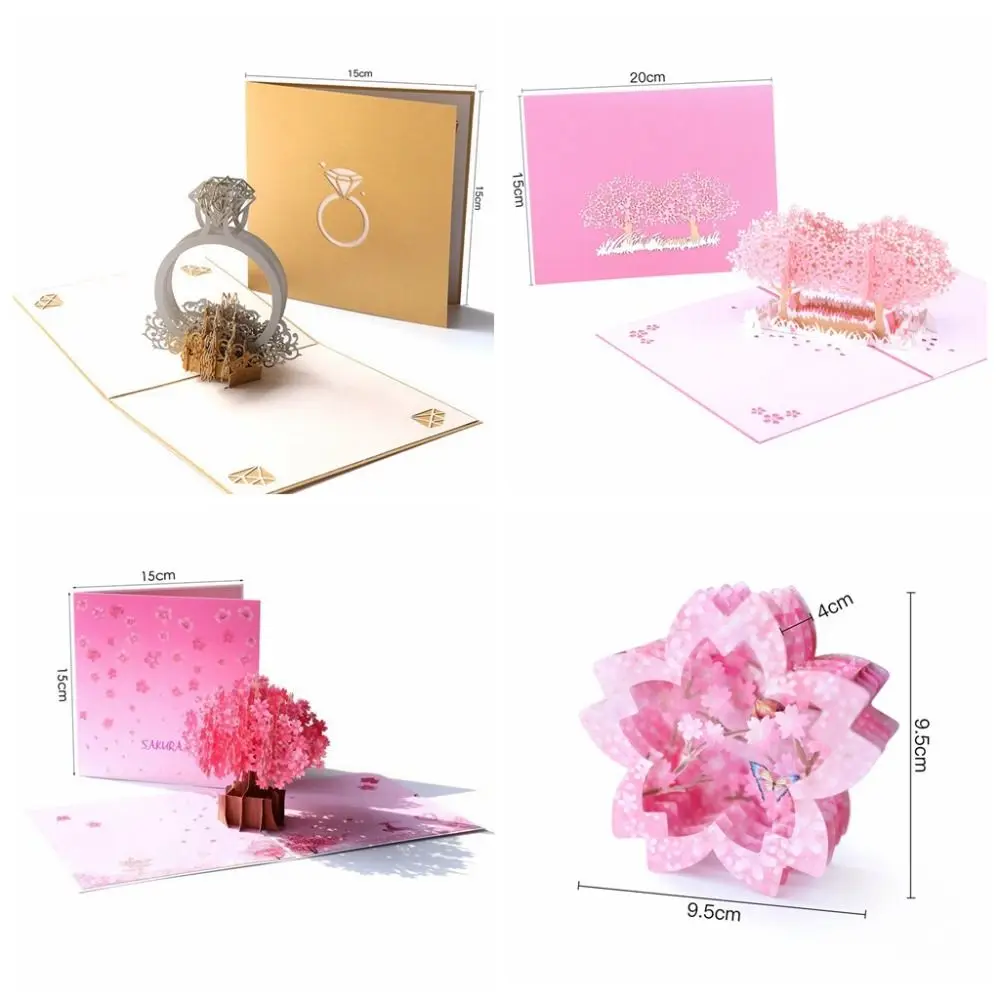 Feliz Día de San Valentín Tarjetas emergentes 3D del Día de San Valentín Escritura a mano Amor para siempre Tarjetas de felicitación emergentes Bendición plegable