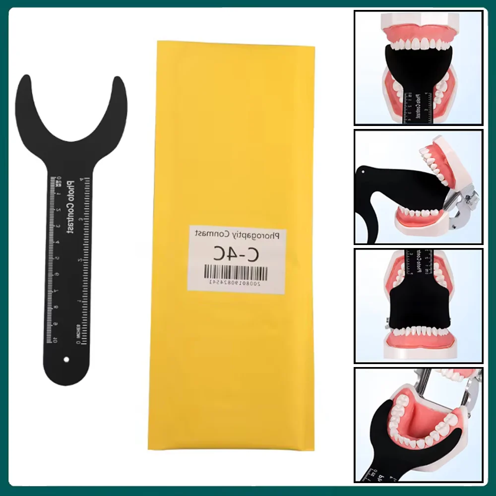 

6Pcs Dental Orthodontic Cheek Retractor Black Background Contrast Board with Scale Mark Autoclavable Dentist Tool