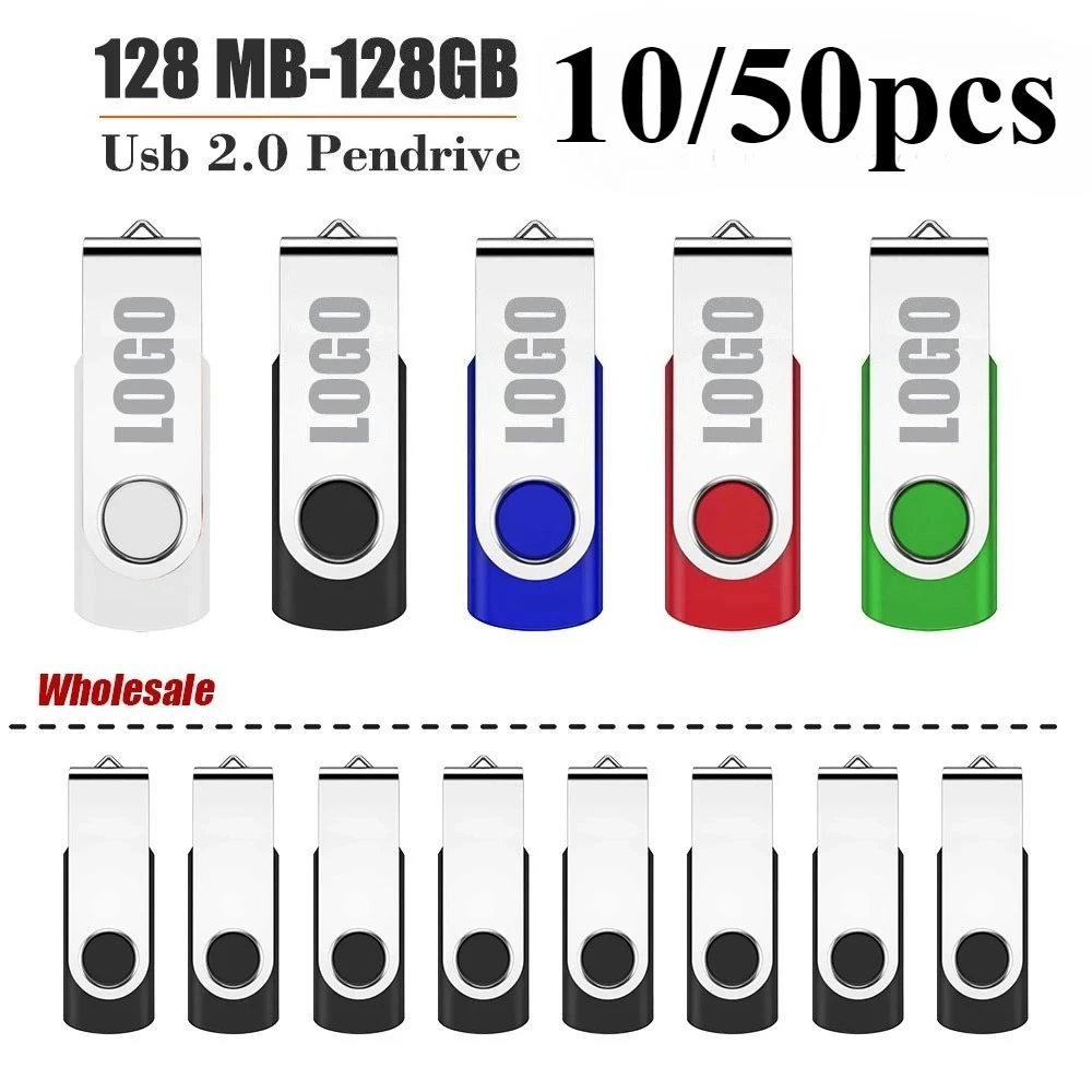 

10/50 шт. USB-накопитель 1 ГБ 2 ГБ 4 ГБ с металлическим зажимом, 64 ГБ, бесплатный индивидуальный логотип, Pendrive 32 ГБ, креативный подарок, USB-накопитель 16 ГБ