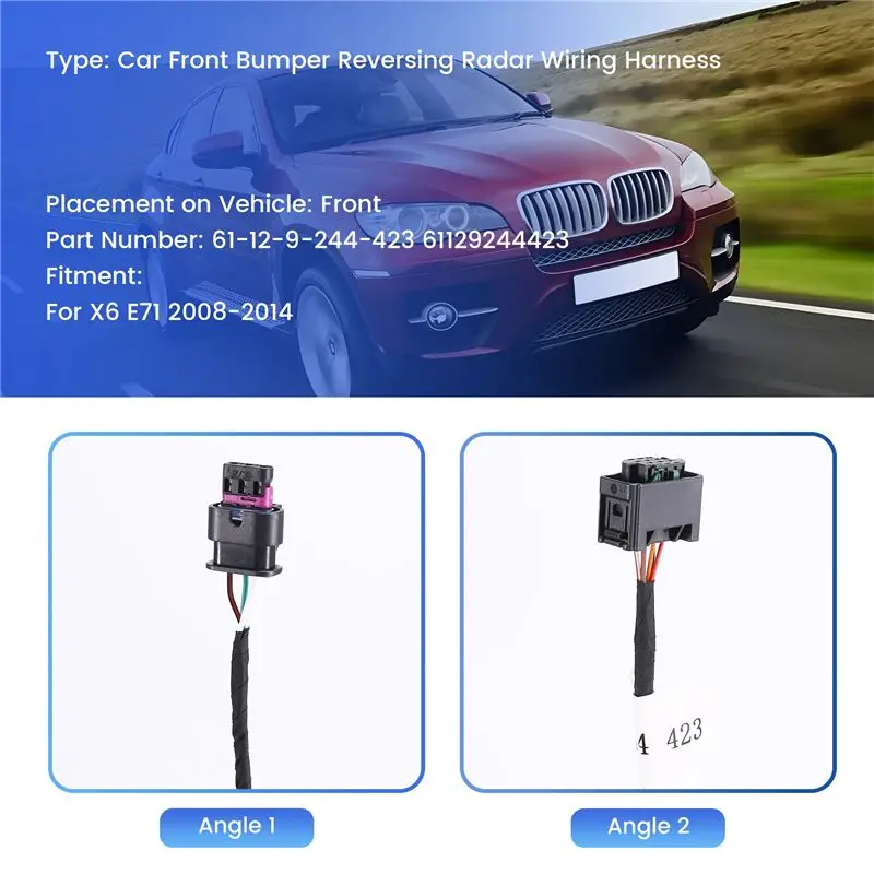 Classy-61129244423 Car Front Bumper PDC Harness Reversing Radar Wiring For BMW X6 E71 2008-2014 Parking Sensor Wiring Harness