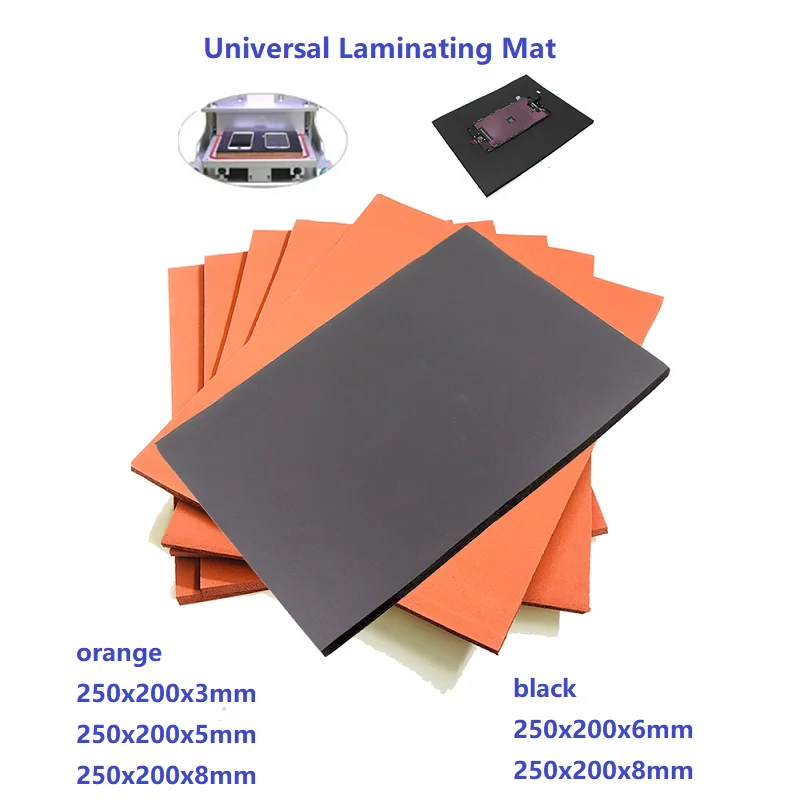 Soft Orange Black Universal LCD Laminating Mat Mold 250x200x3/5/6/8mm for Samsung Mobile Phone OCA Vacuum Machine