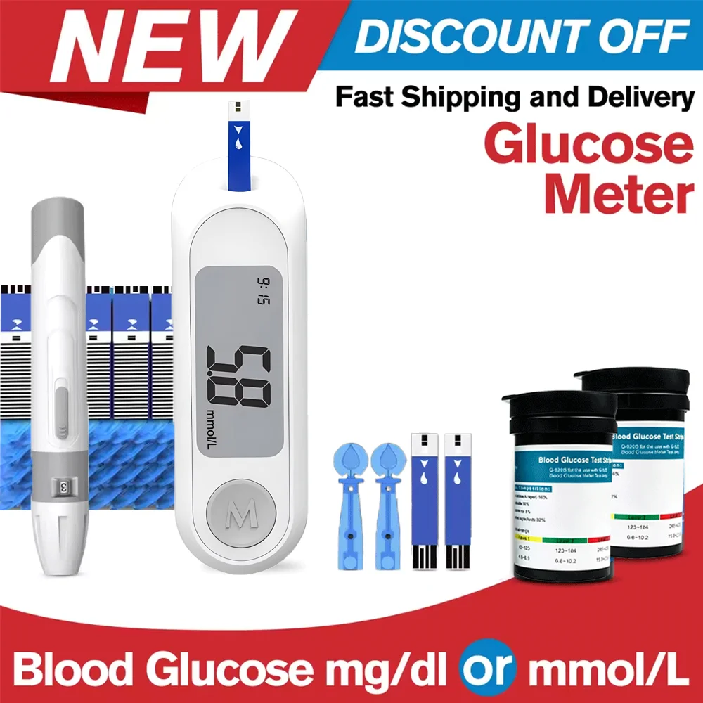 Glucomètre G-520 sans codage pour test de diabète, 50/100 bandelettes et lancettes, moniteur de glycémie médical mg/mmol