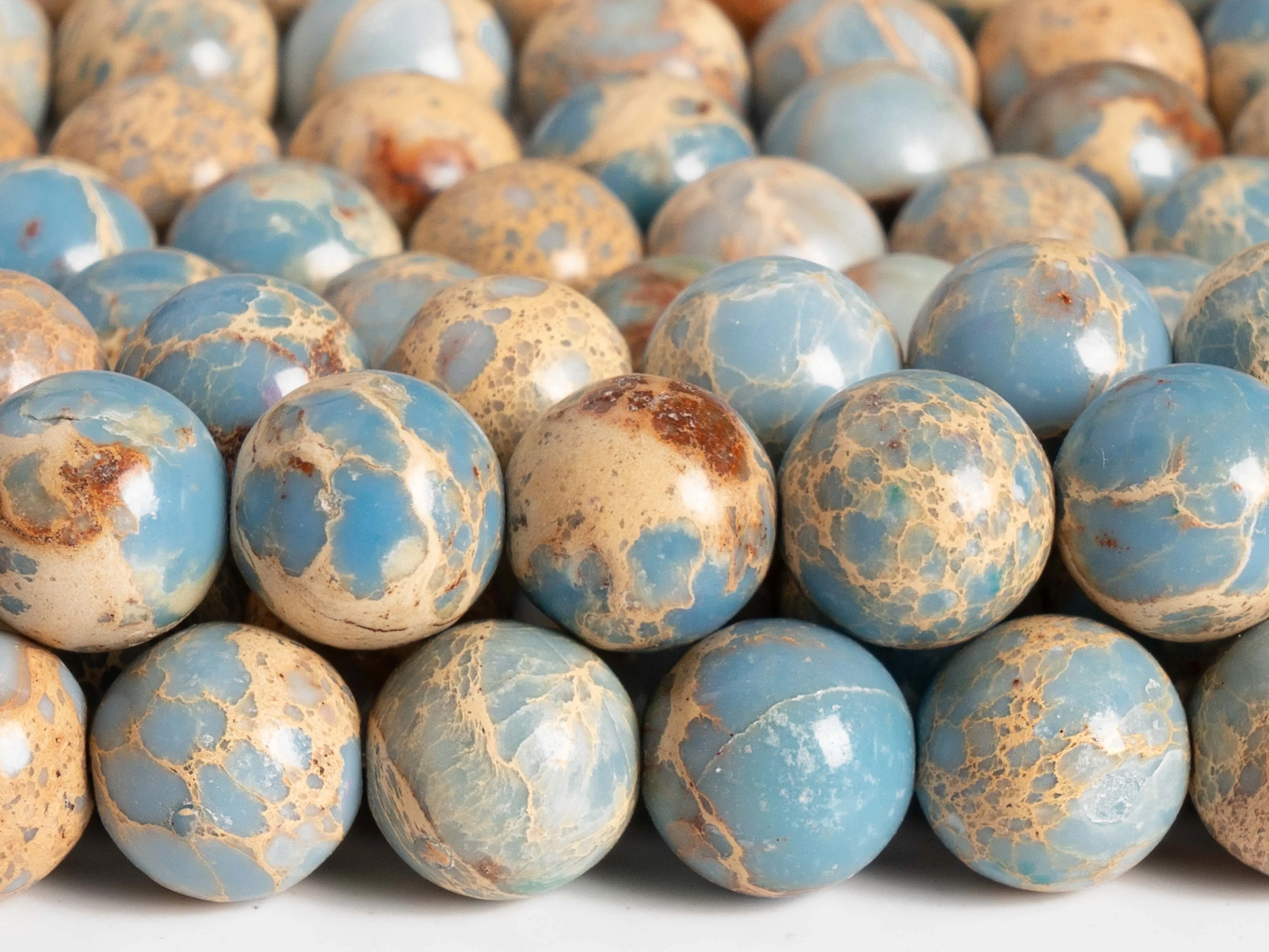 

Icy Blue Sea Sediment Imperial Jasper Beads Gemstone Loose Beads Round Shape Size Options 3/4/6/8/10mm for Jewelry Making