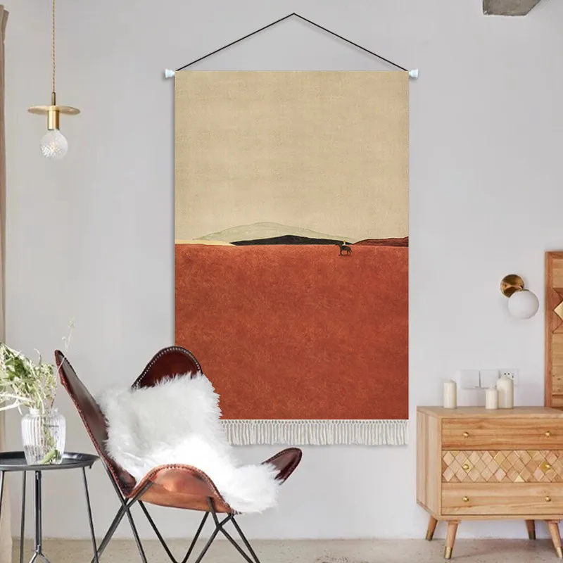 Minimalist Abstract Wall Tapestry - French Vintage Canvas Art Chic Wall Hanging Decor for Bedroom and Cafe Room Decor Aesthetic