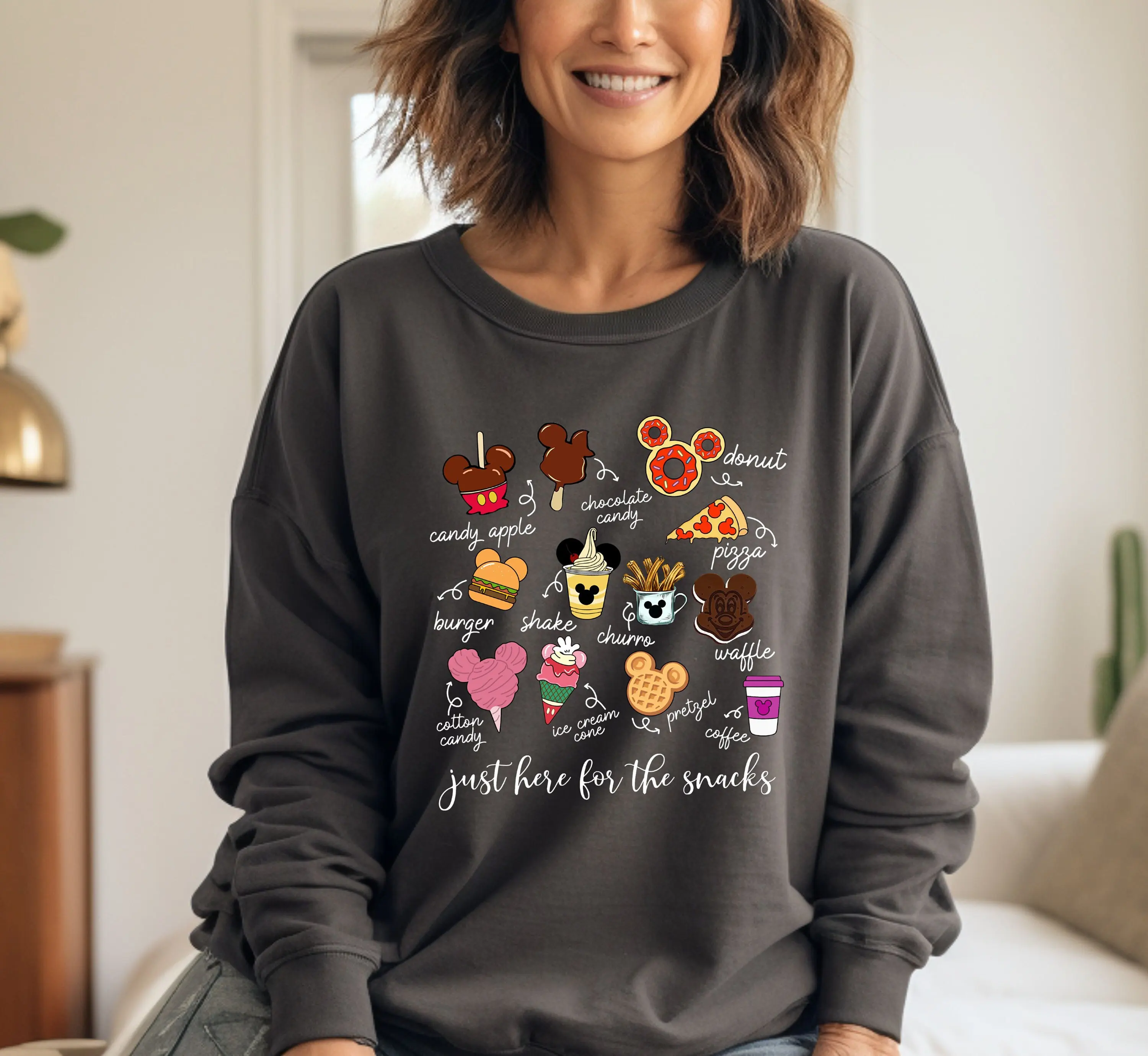 Sudadera Disney Snacks, sudadera Just Here For Snacks, sudadera del grupo Disney, sudadera familiar Disney, viaje de Disney