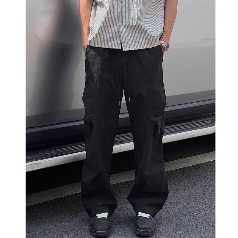 Pantaloni da lavoro da paracadutista con deconstruzione retrò da strada per ragazzi in estate, pantaloni casual sottili, larghi e a gamba larga