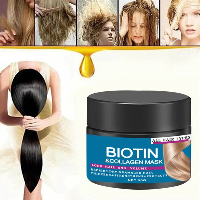 Biotin Kollagen Keratin Haarmaske Reparatur Schäden Trockenes Frizz Weiches Haar Kopfhaut Pflege Haar Schönheit Gesundheit 2024 Neu
