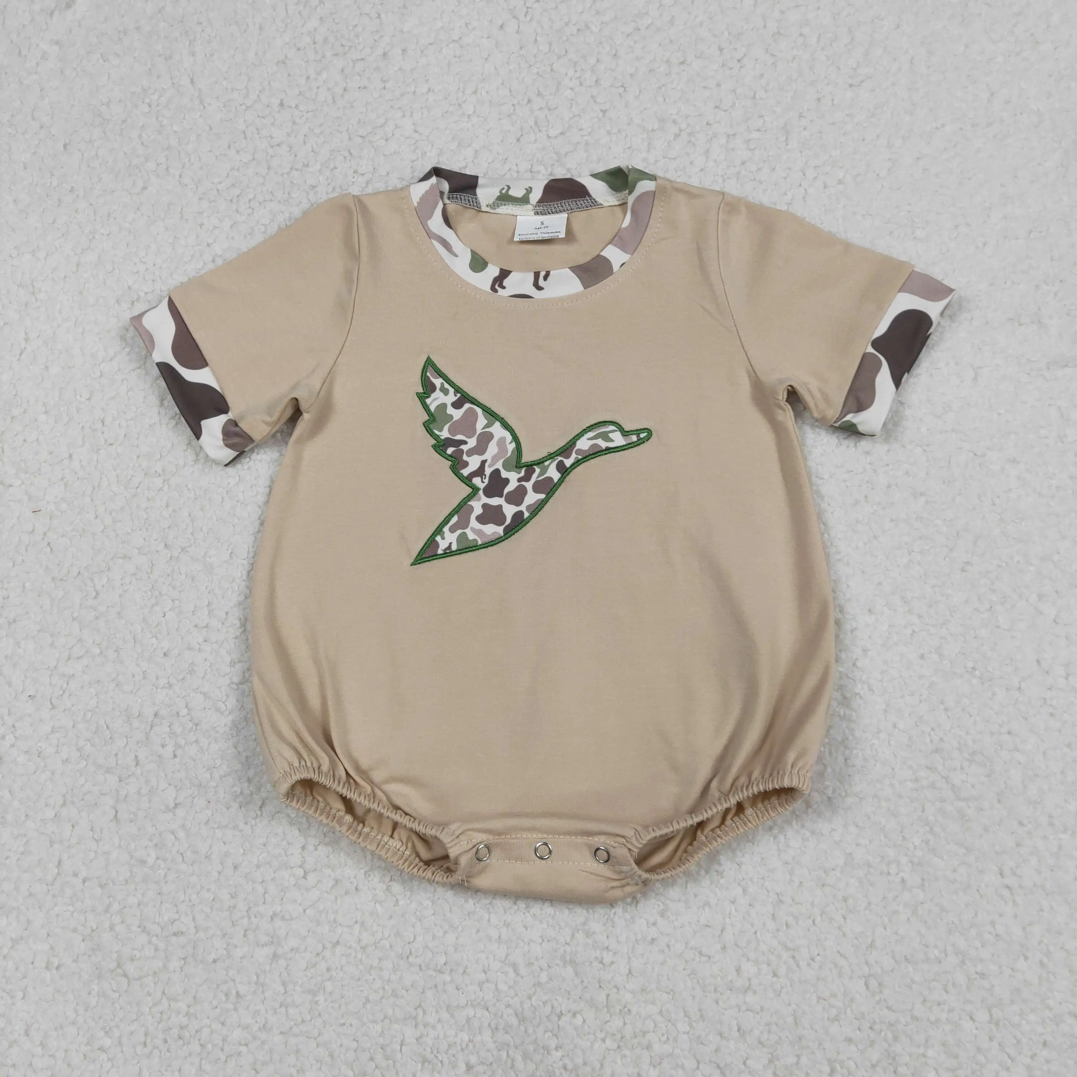 

z1224-06 SR3491 Wholesale baby rompers kids clothes boys embroidery duck short sleeve romper boutique children clothing