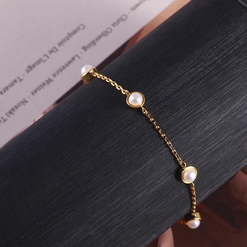 KS European and American New Retro Elegant Exquisite Simple Temperament Single Pearl Multi-pendant Gentle Bracelet