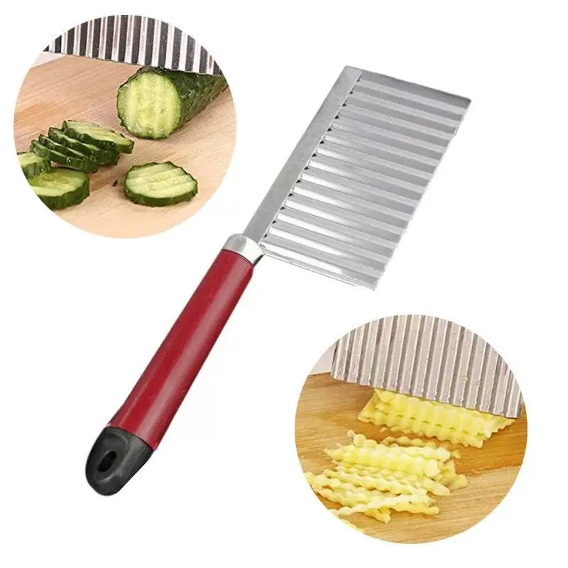 

1Pcs Potato French Fry Cutter Stainless Steel For Fries Serrated Blade Chip Easy Slicing Banana Fruits Potato Wave Barware