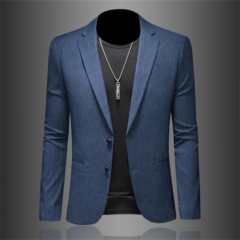 

Busin Casual Men's Faion Slim Fit Western Jaet Korean Sle Polyester Viscose Terylene Four Seasons Wearable