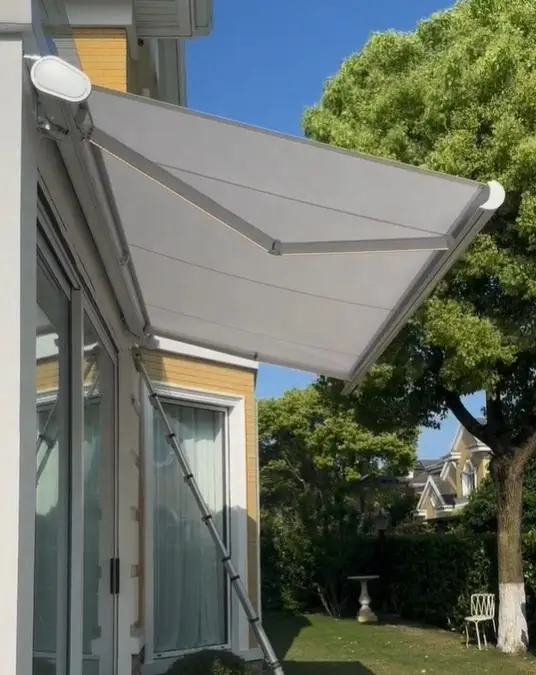 Villa Modern Wall Mounted Installation Full Cassette Awning APP Activation Smart Sunshade Outdoor Durable Folding Canopy