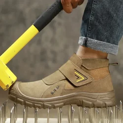 Anti Scald Welding Work Shoes Anti-smash Anti-puncture Men and Women Safety Shoes Protective Boots Wear Resistant Suede Shoes