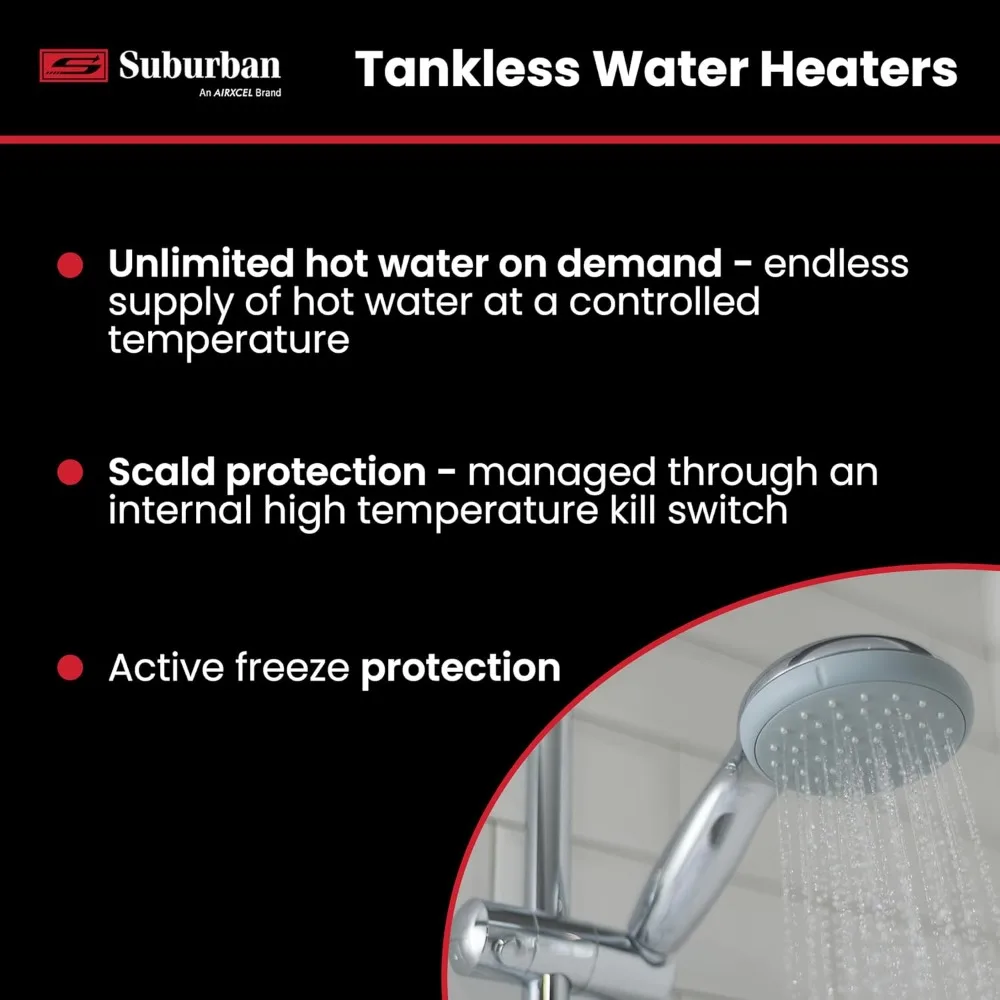 حار بيع! سخان مياه RV بدون خزان 60,000 وحدة حرارية بريطانية، إمداد مياه ساخن لا نهاية له، توفير الطاقة، مركز التحكم في المستخدم الرقمي، شحن مجاني