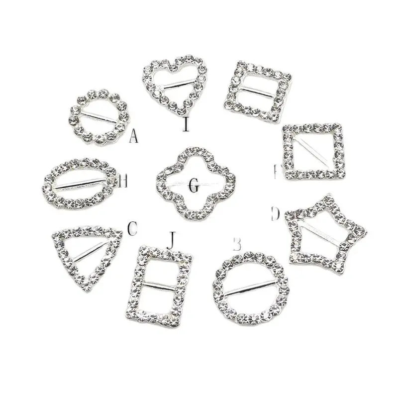 ZMASEY Metal Buckles 10Pcs/Lot Mix Size Firm Alloy Rhinestones Buckle Holiday Gift Wrapping Decoration Sewing Ribbon Accessories