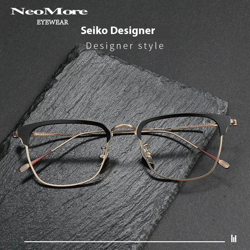

Ultra light titanium alloy half frame glasses, retro square prescription lenses, formula eyeglass frames eyewear