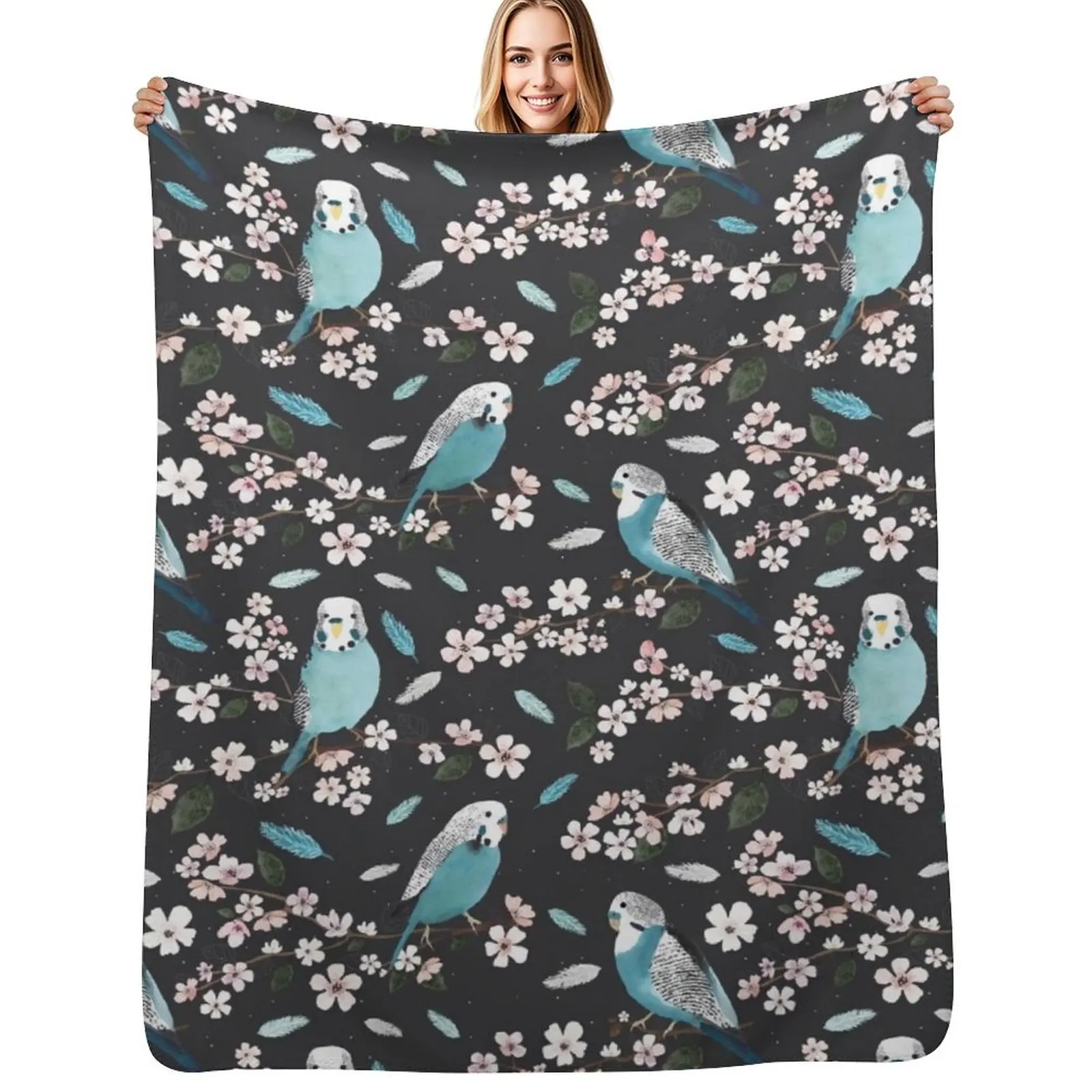 Budgie Throw Blanket Travel Size Cozy Blanket for Plane Train