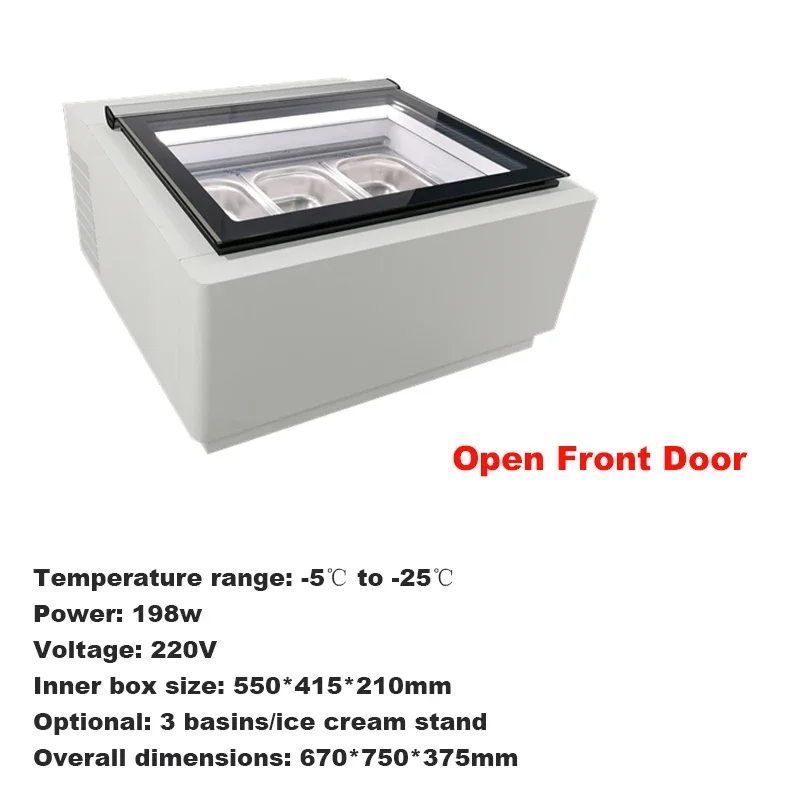 الفريزر الآيس كريم الحلوى التجاري سطح المكتب الآيس كريم المجمدة تعويم خزانة عرض مخصصة الفريزر