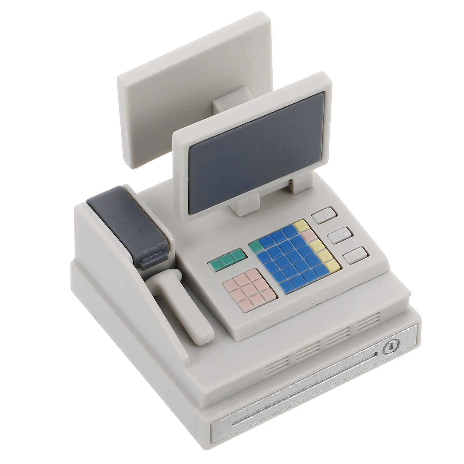 

Mini Cash Register Dollhouse Supermarket Pretend Play Pos System Store Accessories Miniature Checkout for Kids