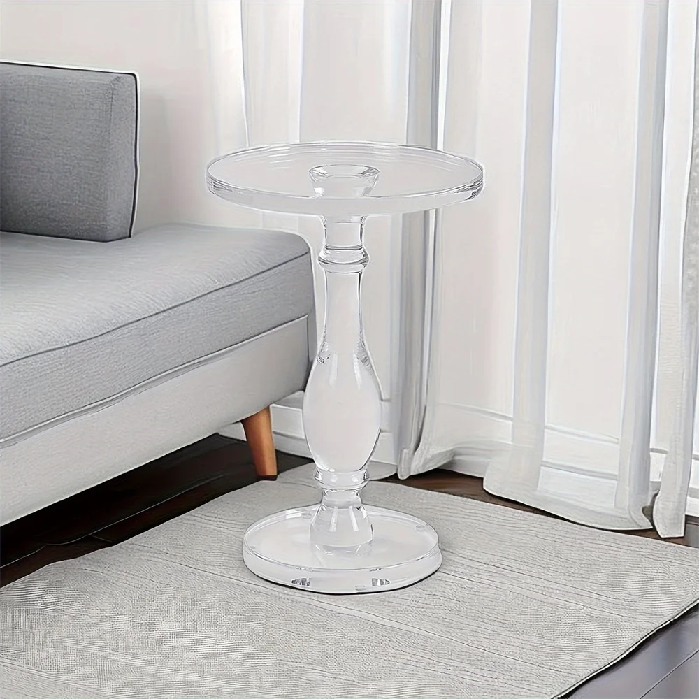 Clear Acrylic Side Table Modern Living Room Table Decor Round Acrylic Side Table for Living Room, Bedroom, Office | 13.5