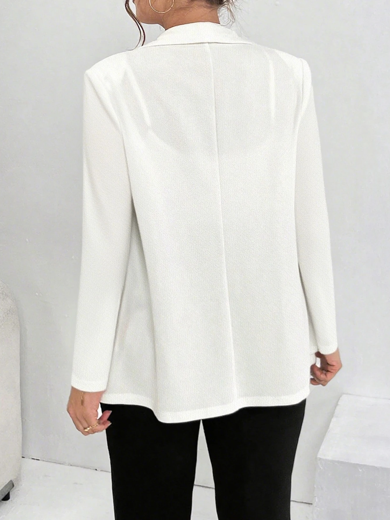 Plus-size directionele, elegante effen kleur jas voor dames, casual colbert