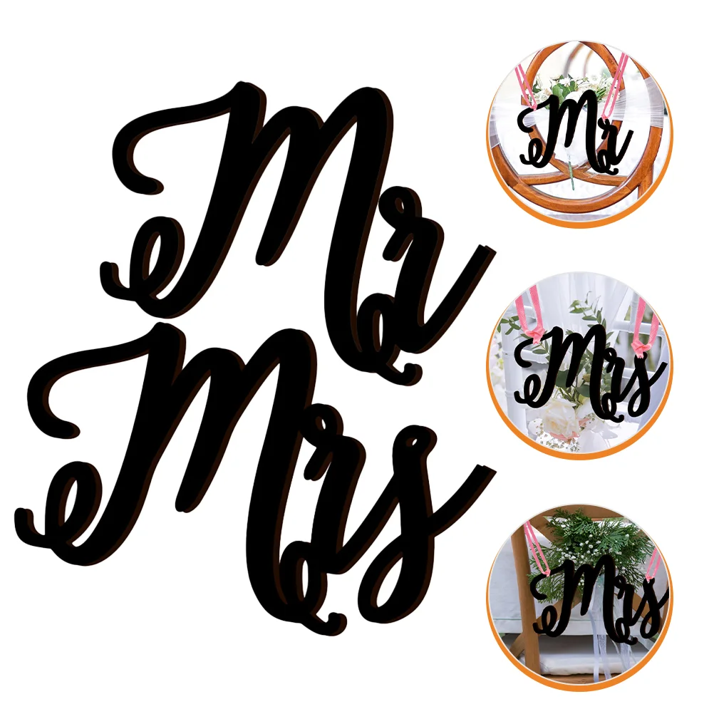 Mr Mrs and Hanging Sign Wedding Gifts Family Decoration Chair Wood Party Ornament