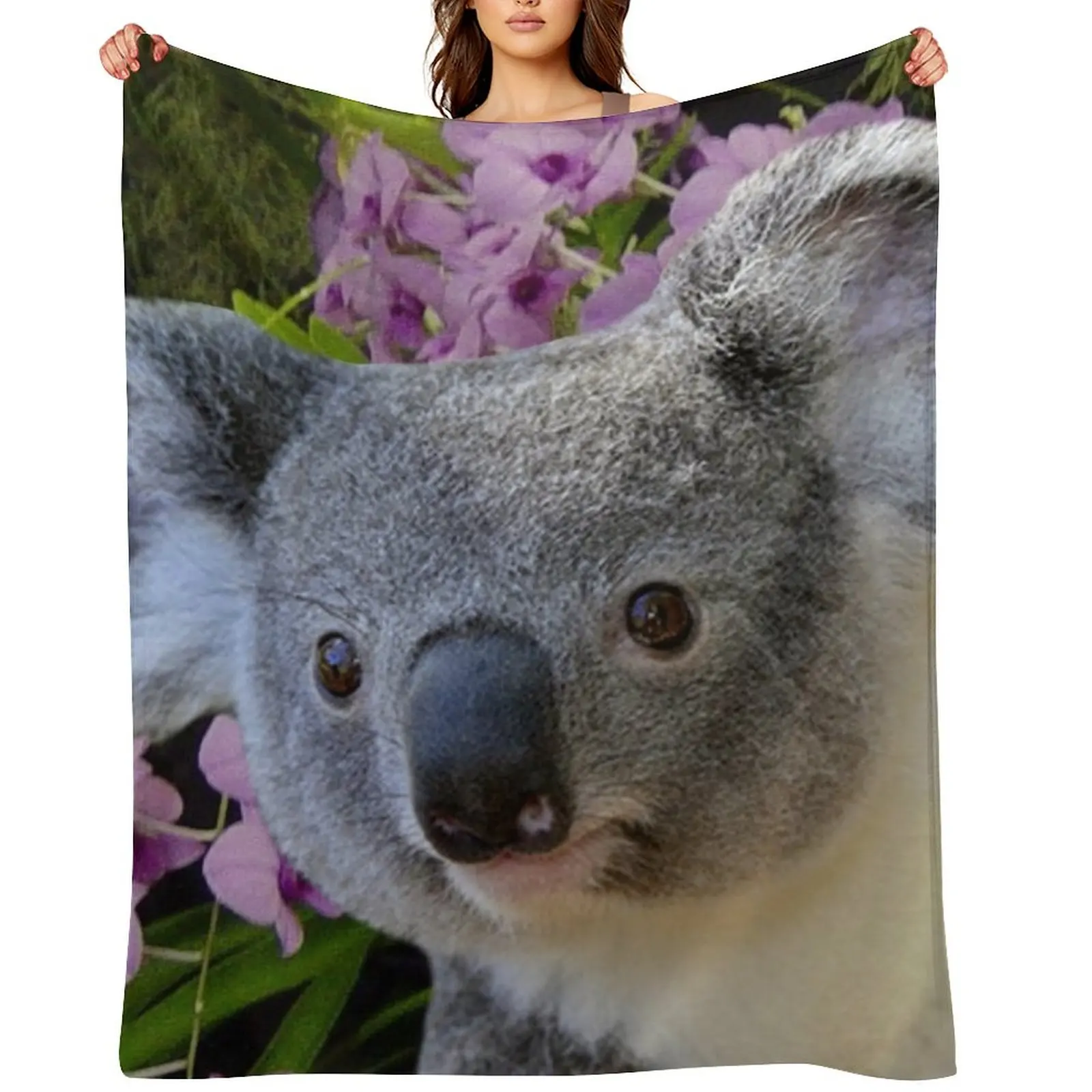 

Koala and Orchids Throw Blanket Camping Tourist Weighted Kid'S Blankets