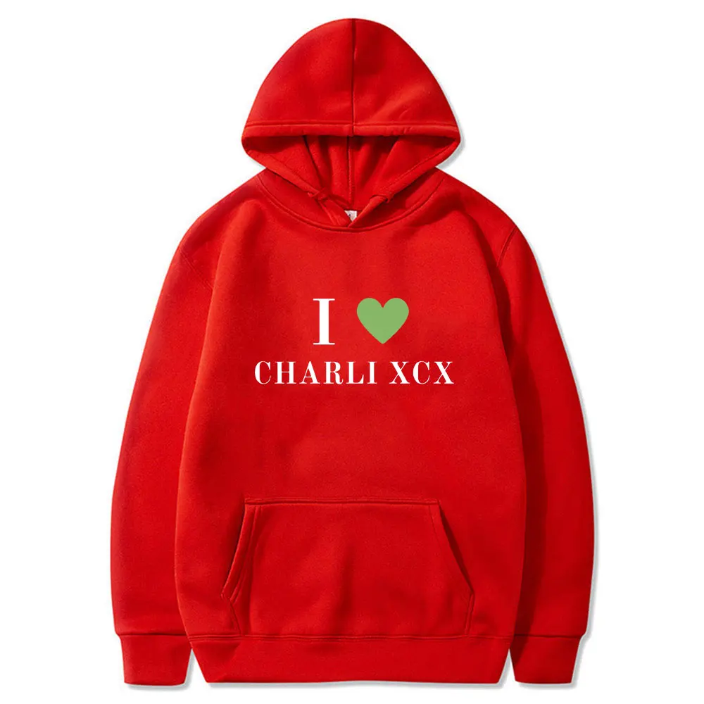 I Love Charli Xcx Graphic Hoodie Unisex Fashion Casual Fleece Cotton Sportswear Men Women's Vintage Hip Hop Oversized Hoodies