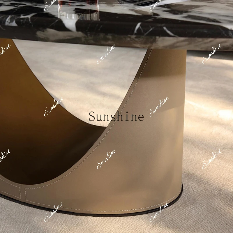 Living room household light luxury modern high-end Italian minimalist oval coffee table  FT