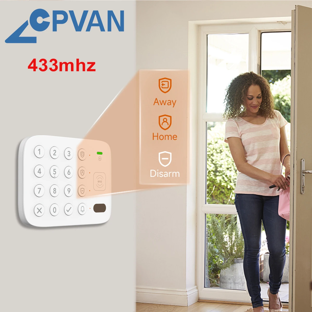 

Беспроводная клавиатура CPVAN для домашней охранной сигнализации, 433 МГц, умная система Tuya, клавиатура с паролем для снятия с 2 шт. RFID-картой