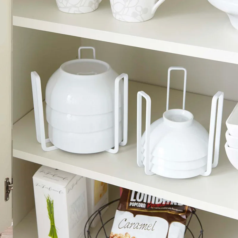 Metal Bowl & Plate Storage Rack, Cabinet Organizer for Stacked Bowls, Space-Saving Kitchen Dish Holder