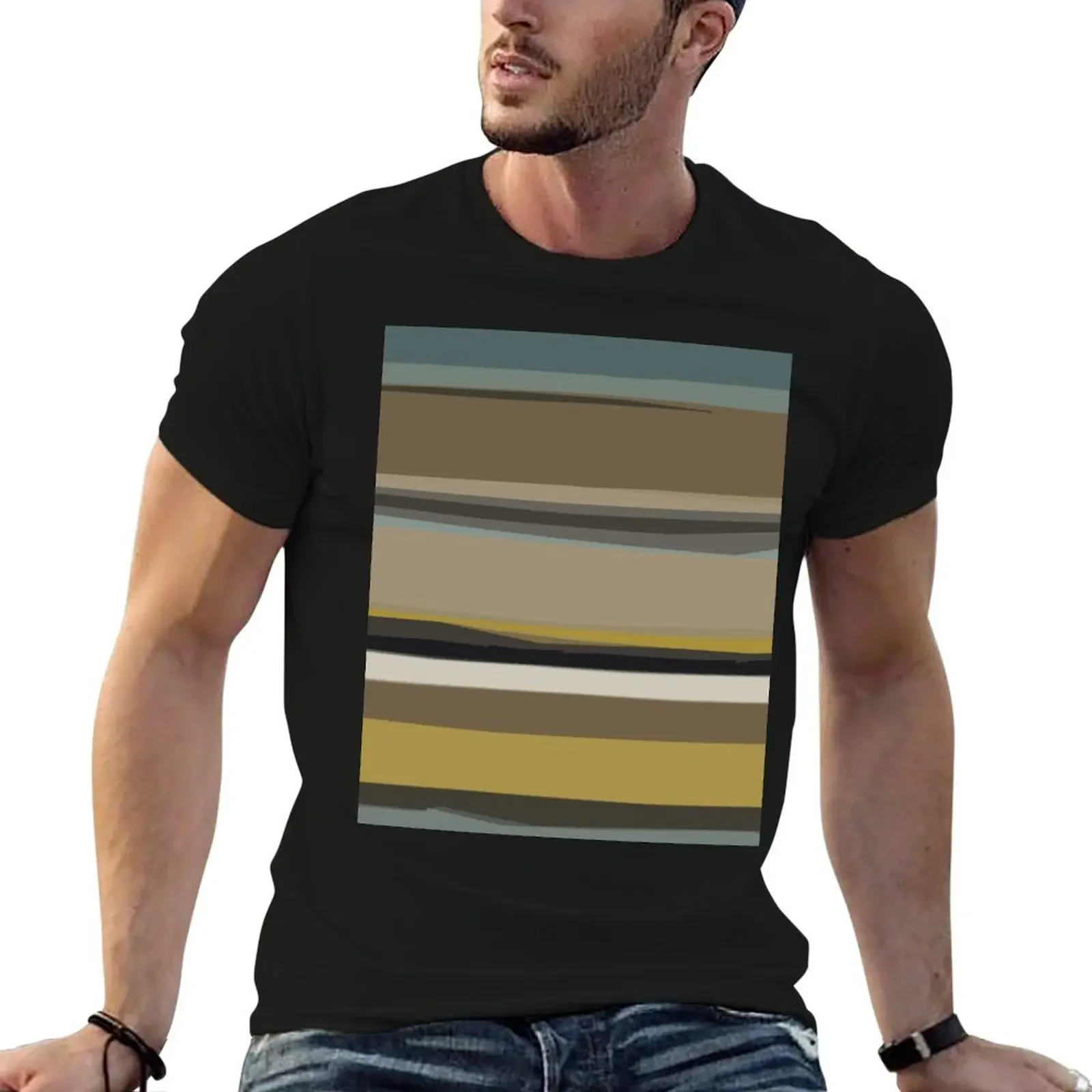 Modern Contemporer Horizontal Shape T-Shirt graphics vintage graphic tee t shirts for men graphic