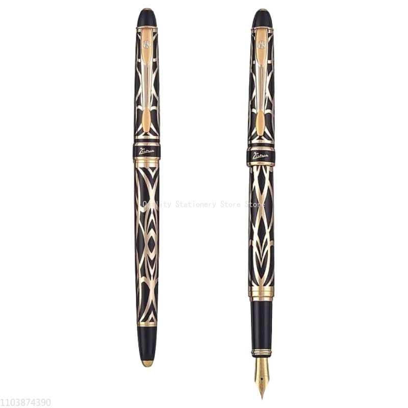 

Picasso 901 Fountain Pen Fine F 0.5MM Nib,Advanced Metal Rod Black Gold Clod Pens,Luxury Writing School Business Stationery Gift