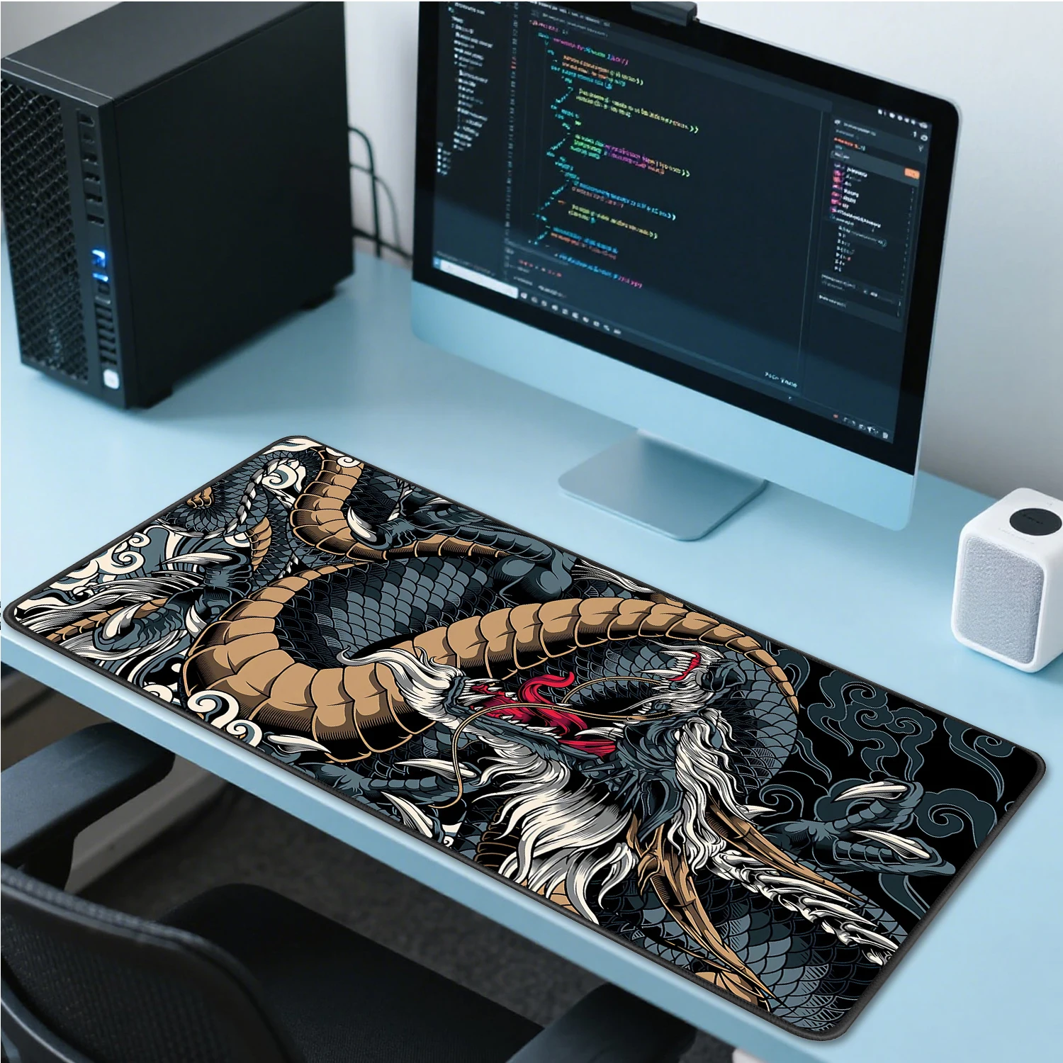 

Large Gaming Mouse Pad with Stitched Edge,Chinese Dragon Desk Mat with Non-Slip Rubber Base,xxl Big Computer Keyboard Mousepad