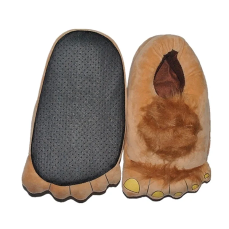Męskie ciepłe kapcie typu \"paw\" na grubej podeszwie, unisex, rozmiary 36-46, kreatywne buty ze sztucznego futra, designerskie męskie buty do domu z dużymi stopami, 2025 — zdjęcie 2