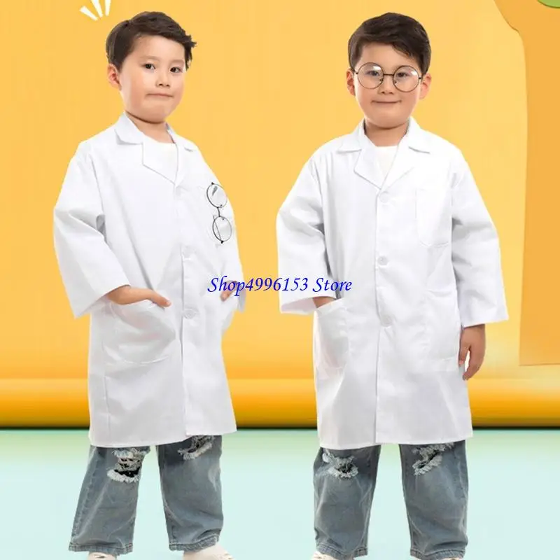 ชุดวิทยาศาสตร์ Q0KE สำหรับเด็ก Cotton Lab Coat บทบาทการแต่งกายหลายขนาด