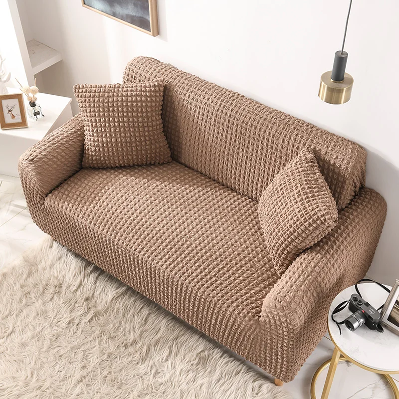 Luxury Sofa Cover for Living Room Solid Color Couch Cover for Sofas Elastic Slipcover L Shape Plaid Sofa Protector 1/2/3/4 Seat