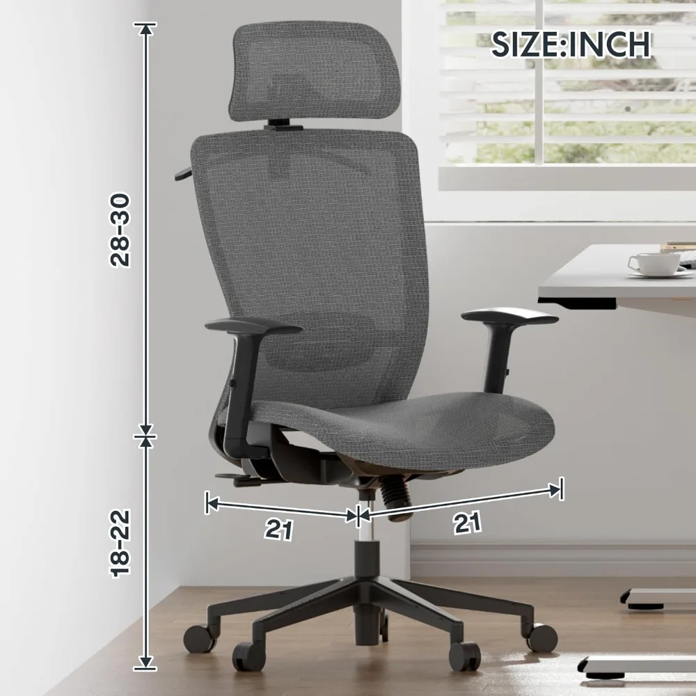 Ergonomic Office Chair, High Back Mesh Computer Chair, Comfy Home Office Desk Chairs with Lumbar Support Tilt Function 3D